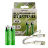 UNI-COM Rechargeable AAA Batteries with Twin USB Cable