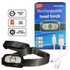 Adjustable & Rechargeable Head Torch with 3w White LED and 2 Red LEDs and USB Cable Included