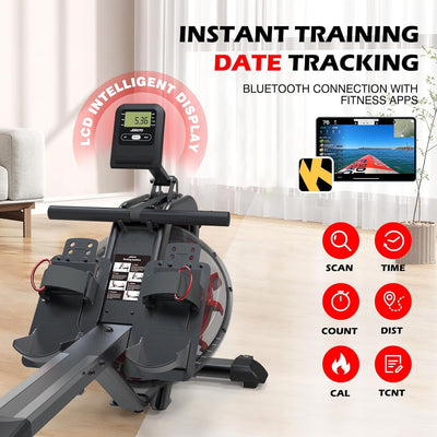 Water Rowing Machine with Bluetooth Connectivity and APP Integration for Immersive Workouts